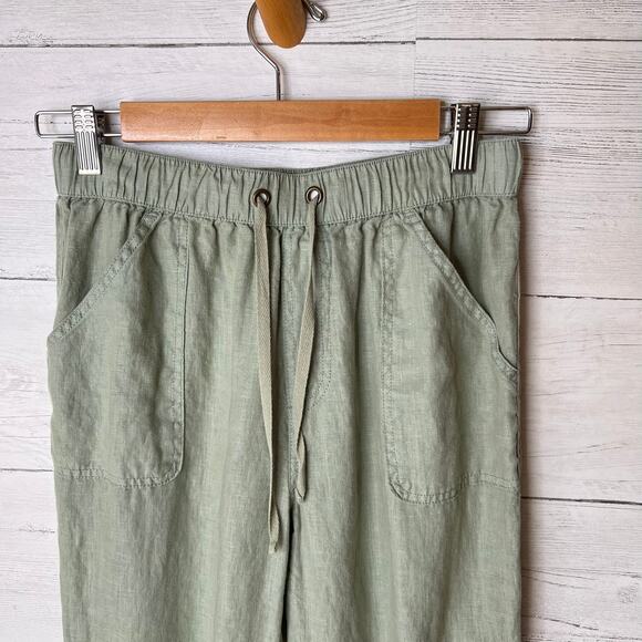 Rachel Roy Pants Womens Size Small Sage Green 100% Linen Drawstring Pockets - Picture 7 of 16